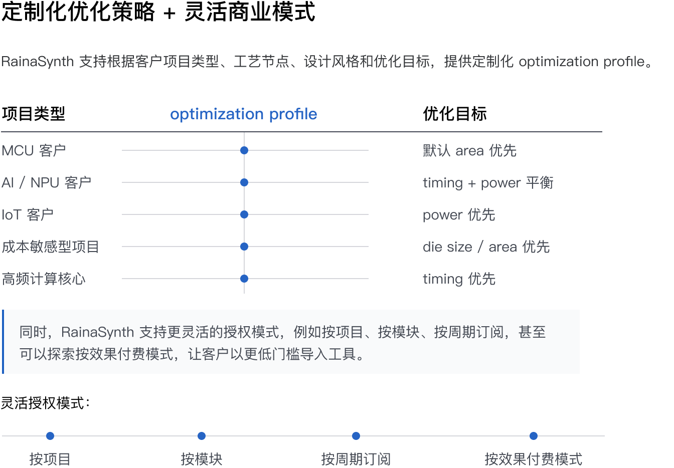 RainaSynth 定制化优化策略与灵活商业模式